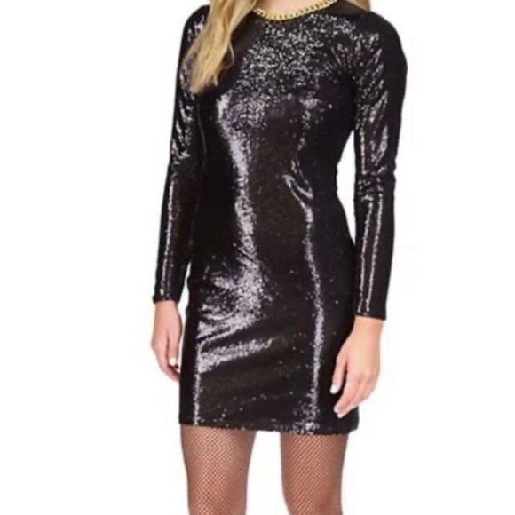 MICHAEL Michael Kors Dresses & Skirts - MICHAEL Michael Kors Black Sequin Long Sleeve Mini Dress, S